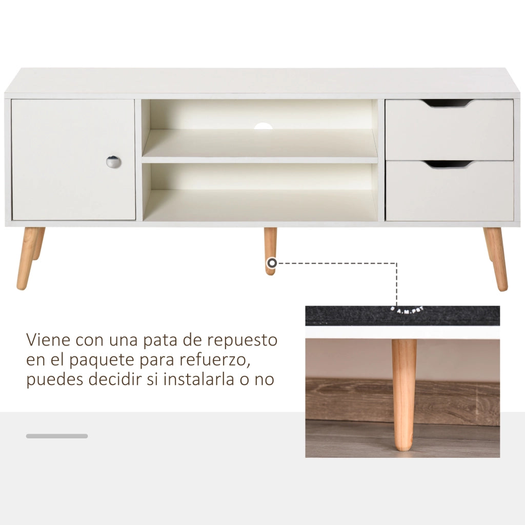 Mobile TV con cassetti e ripiani ¨C Xylo ¨C Bianco 120x28x44 cm