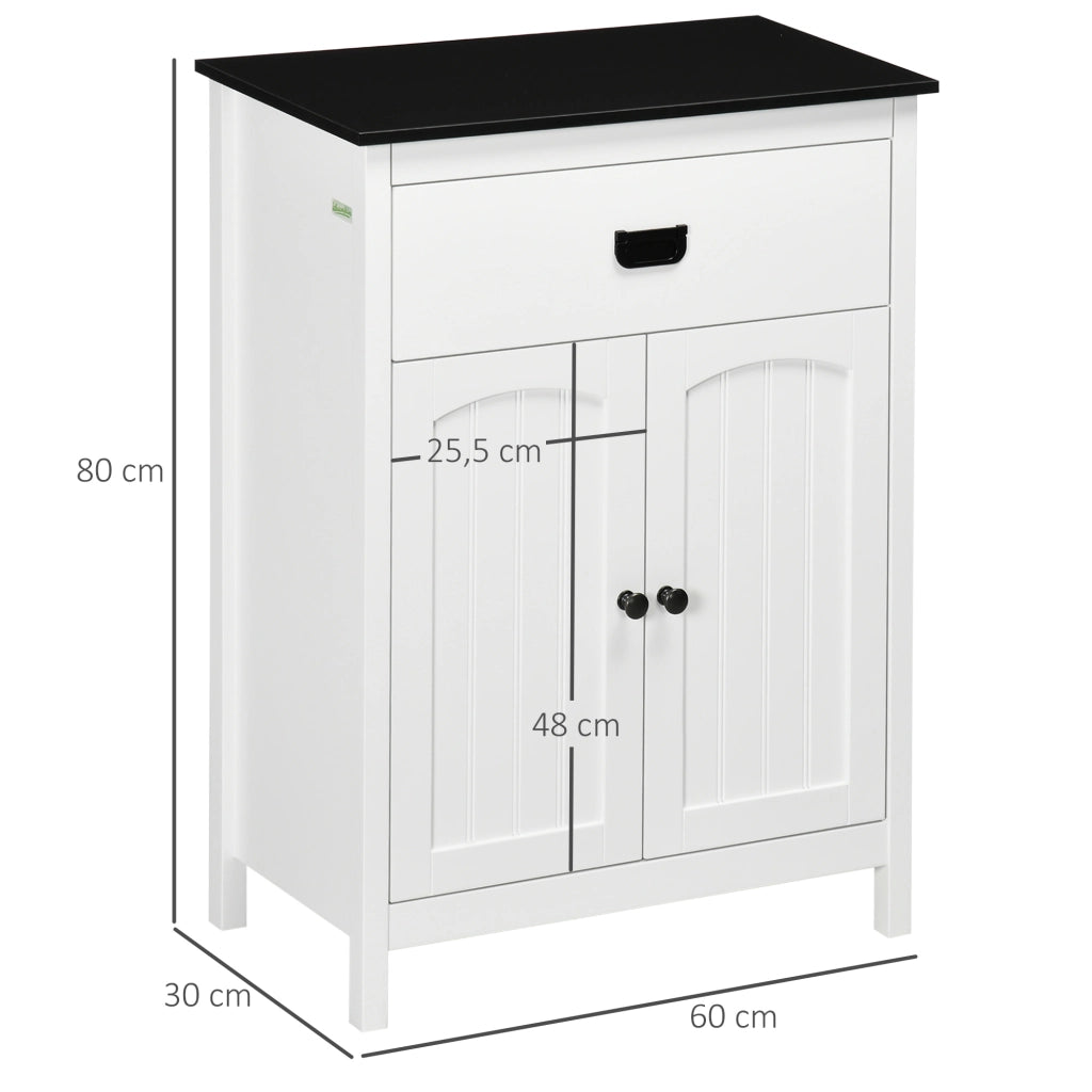 Mobile da Bagno con Cassetto e Ripiano ¨C Zephmum ¨C Bianco 60x30x80 cm