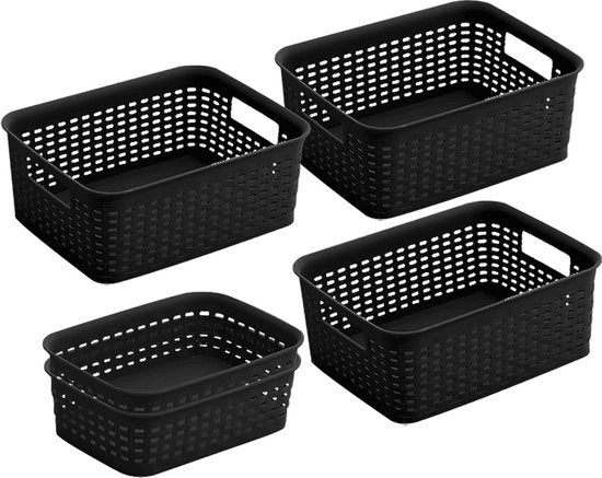 5 scatole di plastica rettangolari per contenitore - contenitori con maniglie - organizzatore per cucina e casa