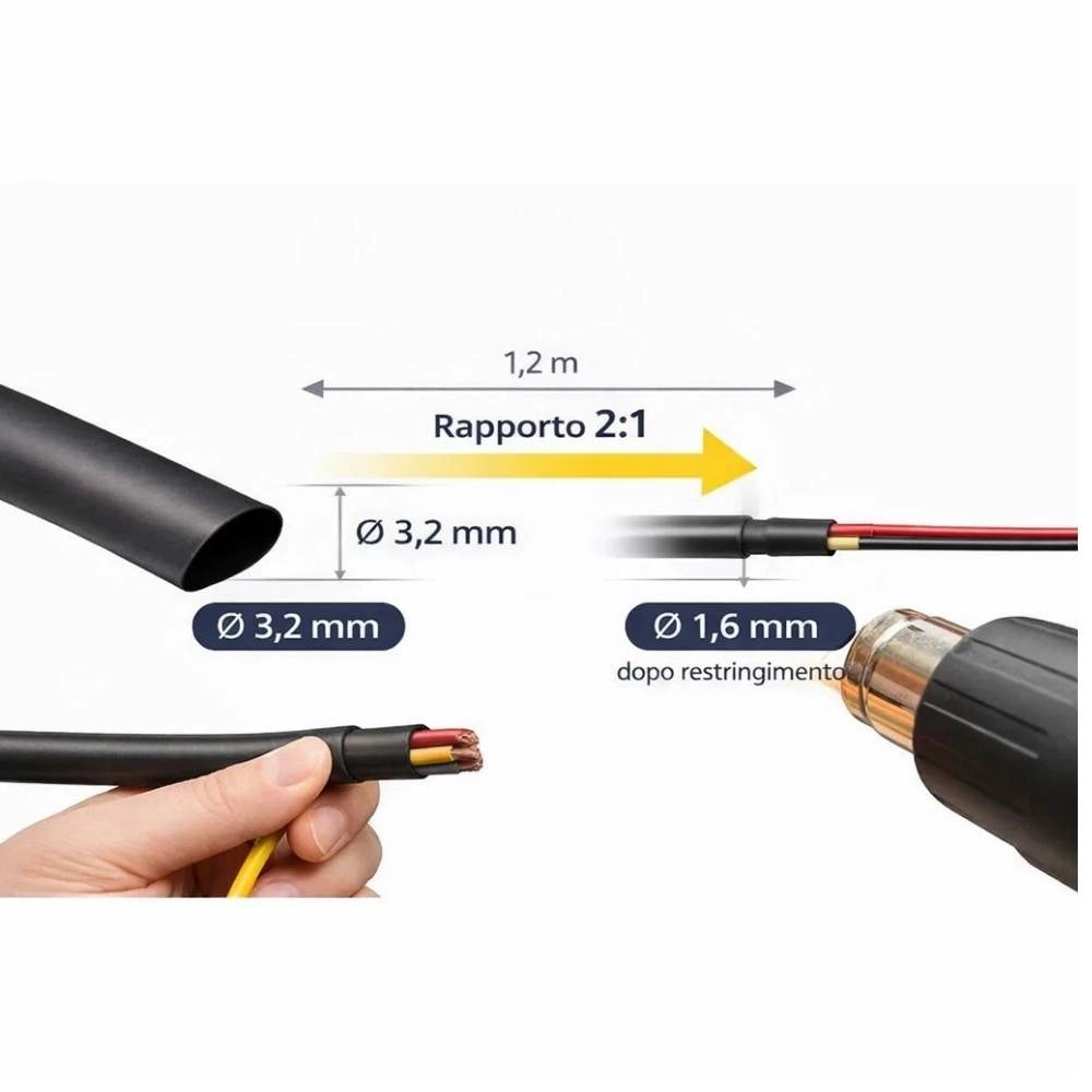 Raytech rgpo-b guaina termorestringente nera 1,2 m poliolefina reticolata *** diametro 3,2 millimetri, confezione 1