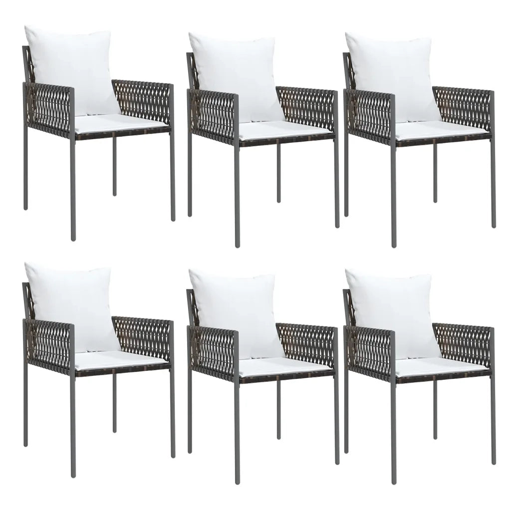 Set Pranzo da Giardino 7 pz con Cuscini in Polyrattan e Acciaio 3187058