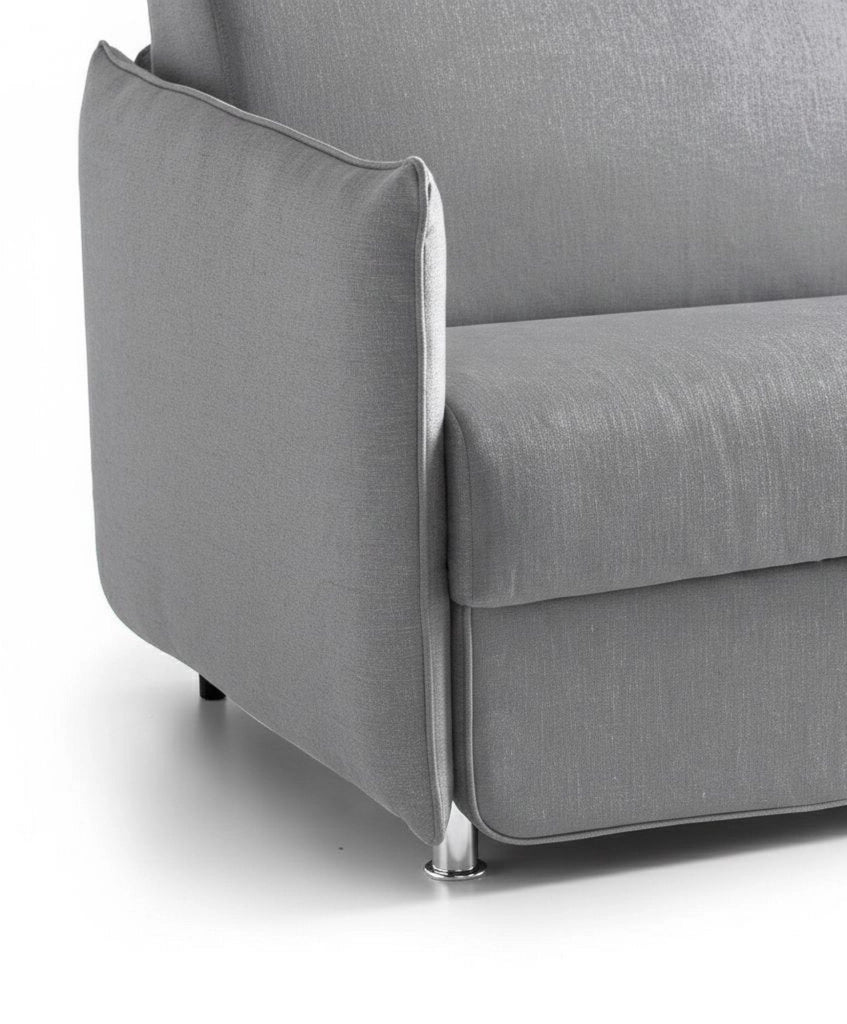 Monleale, Divano Fisso 2 Posti Sfoderabile Made in Italy, 160x95x90h cm Grigio