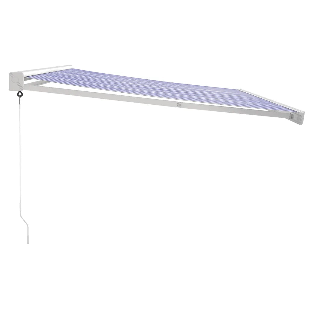 Tenda da Sole Retrattile Blu e Bianca 4x3 m Tessuto e Alluminio