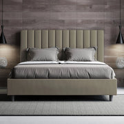 Letto matrimoniale francese senza rete imbottito 140x210 similpelle cappuccino Agueda