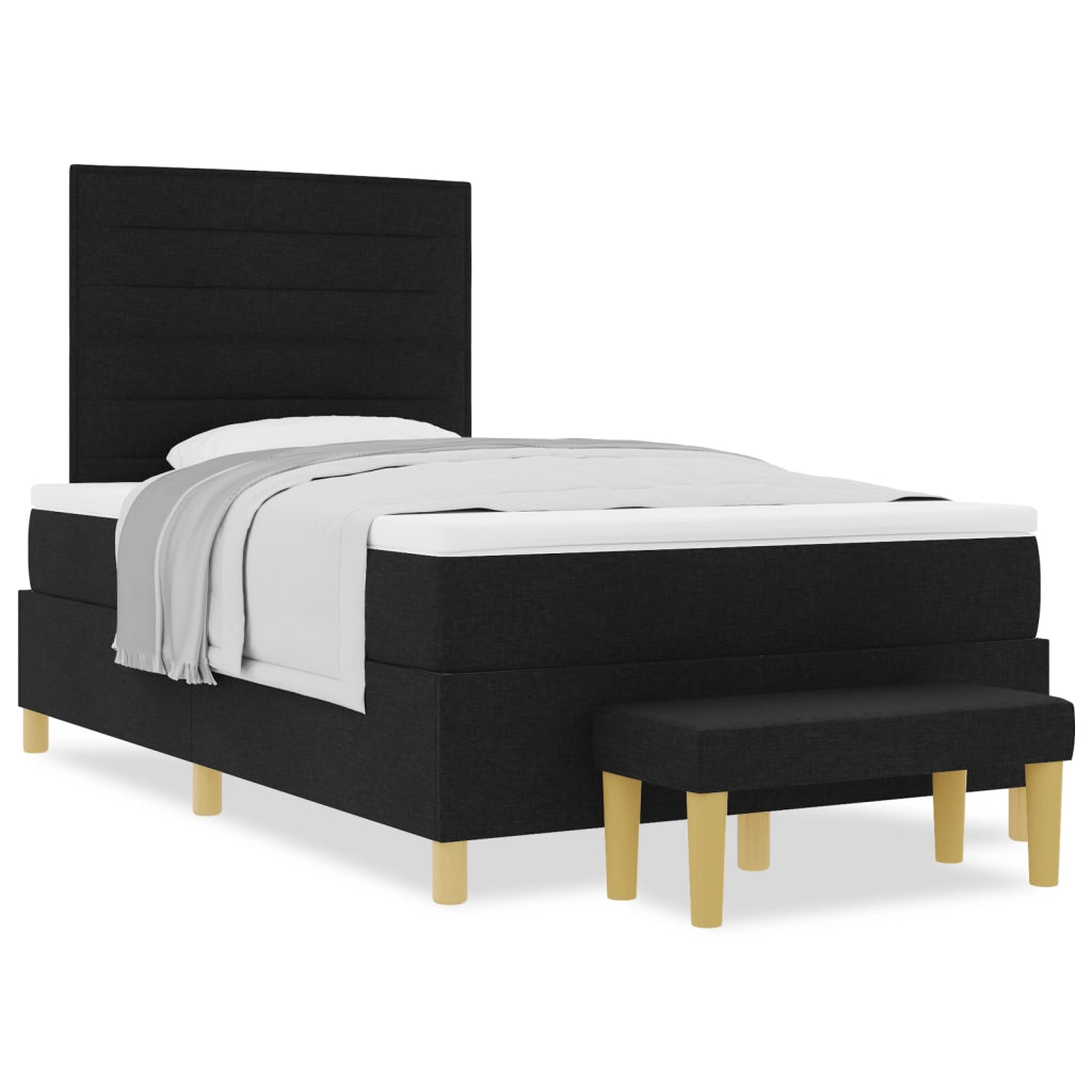 Letto Box Spring con Materasso & Panchina Nero 120x200 cm Tessuto