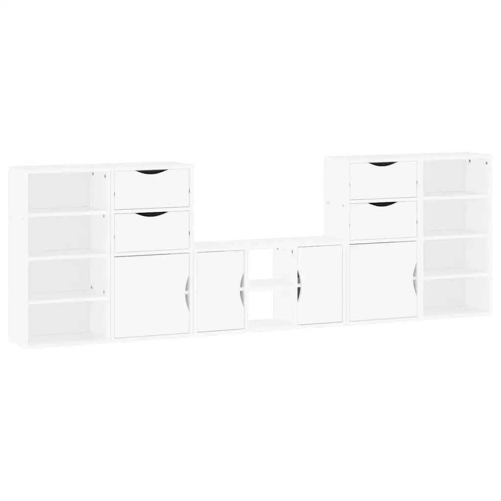 Mobile TV 5 pz con Contenitore ODDA Bianco in Legno di Pino 3365369