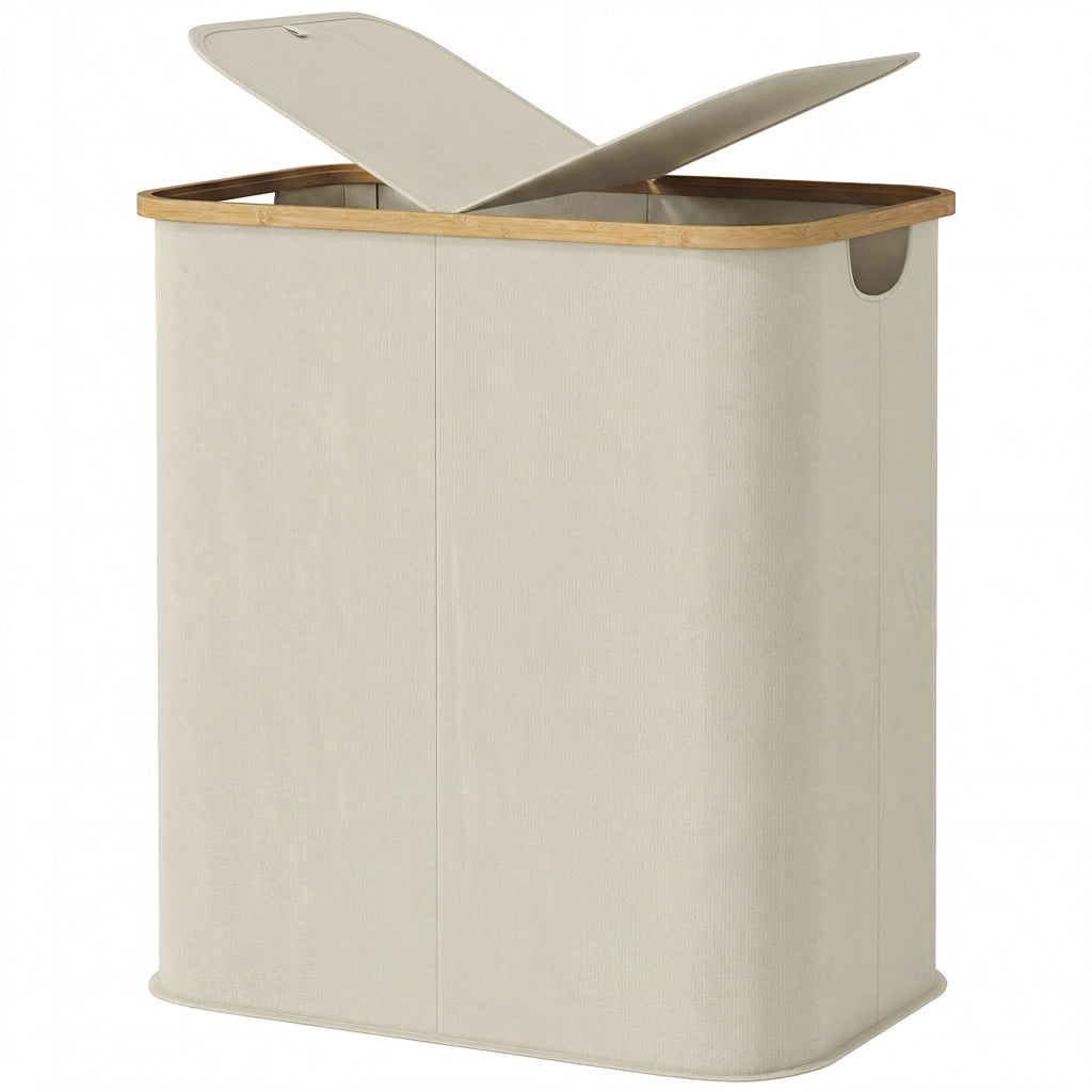 Cestino Pieghevole per Biancheria ¨C zephmum ¨C Beige, Plastica, 80 Litri