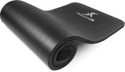 Mat di yoga e Pilates extra spesso 13 mm di 25 mm con schiuma di comfort e cinturino di trasporto - 71 pollici di lunghezza - asciugamano di yoga antiscivolo nero
