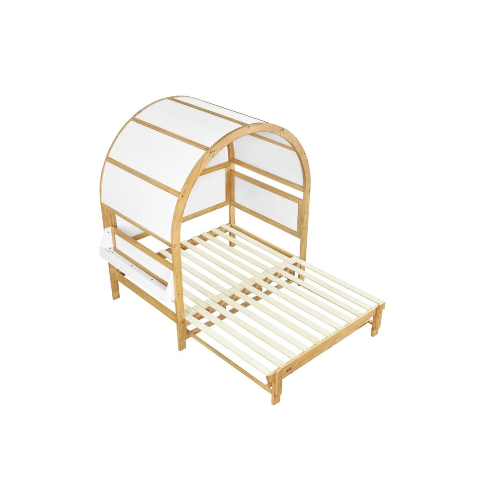 Letto a Soppalco Estensibile per Bambini ¨C MINIMAL ¨C Pino MDF, Bianco/Naturale, 140x200
