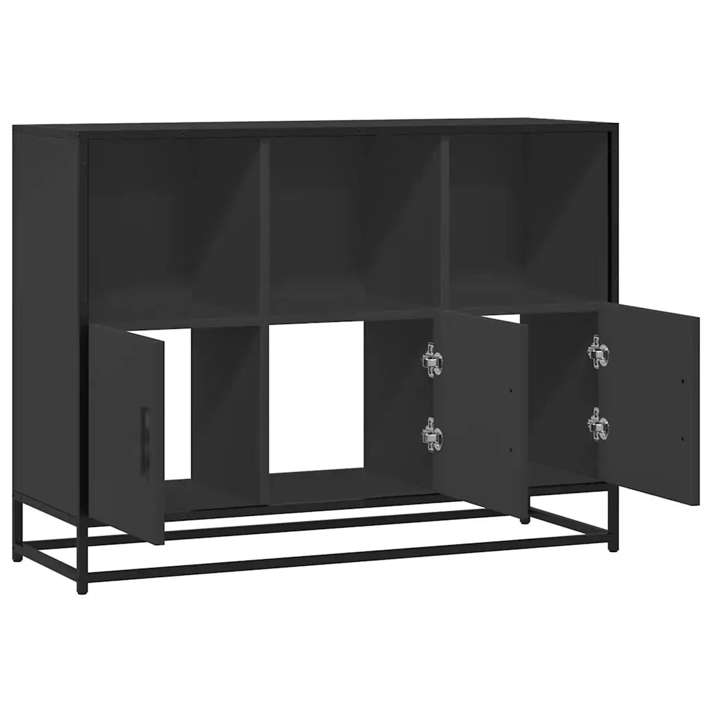Credenza-Buffet-Armadio da cucina Nera 100x35x76 cm in Legno Multistrato