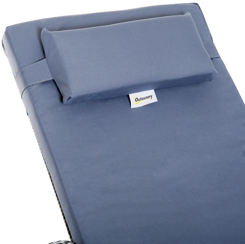 Set da giardino con 2 lettini reclinabili e tavolino in polyrattan grigio