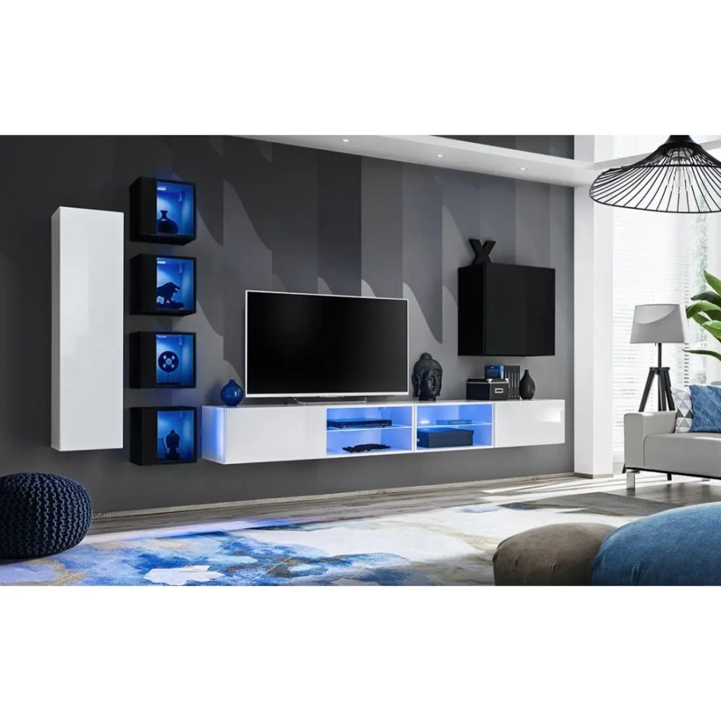Set di mobili da salotto SWITCH XXVI, design, colore bianco e nero.