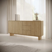 Madia Hasilo, Credenza 3 Cassetti, 183x38x83h cm Marrone Rovere