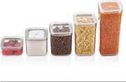 Set di 5 contenitori di conservazione in plastica a tenuta di aria - Contenitori di conservazione per riso pasta sale farina zucchero - Contenitori di conservazione per la cucina - Organizzazione della cucina - Contenitori di conservazione per la casa