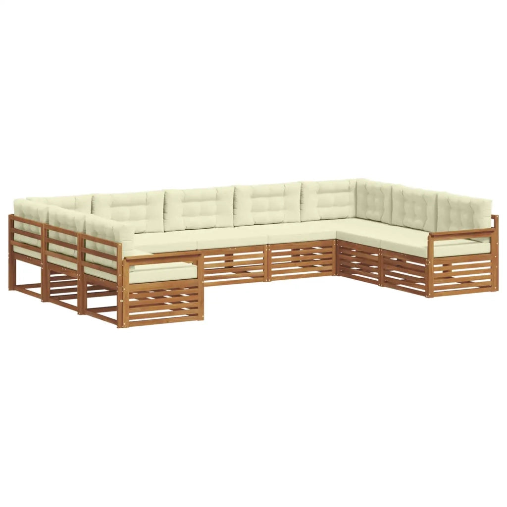Set di divani da esterno con cuscino 9 pcs Naturale e Crema 3374115