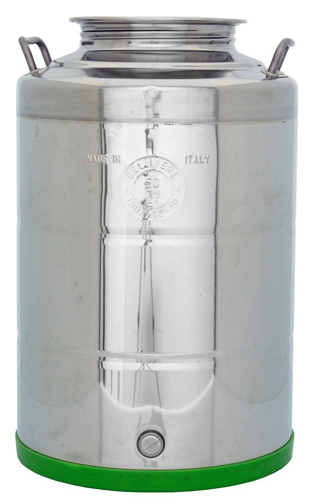 FUSTO CONTENITORE OLIO FONDO SALDATO ACCIAIO INOX BOCCA LARGA LT.50