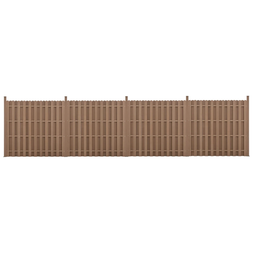 Set di 4 pannelli frangivento e per la privacy in legno composito (WPC) marrone 185 x 747 cm 03_0006588