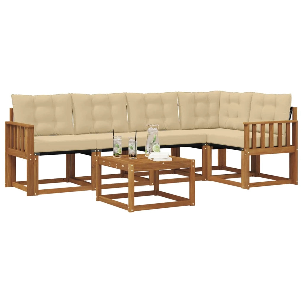 Set di divani da esterno con cuscino 6 pcs Naturale e Beige 3368688