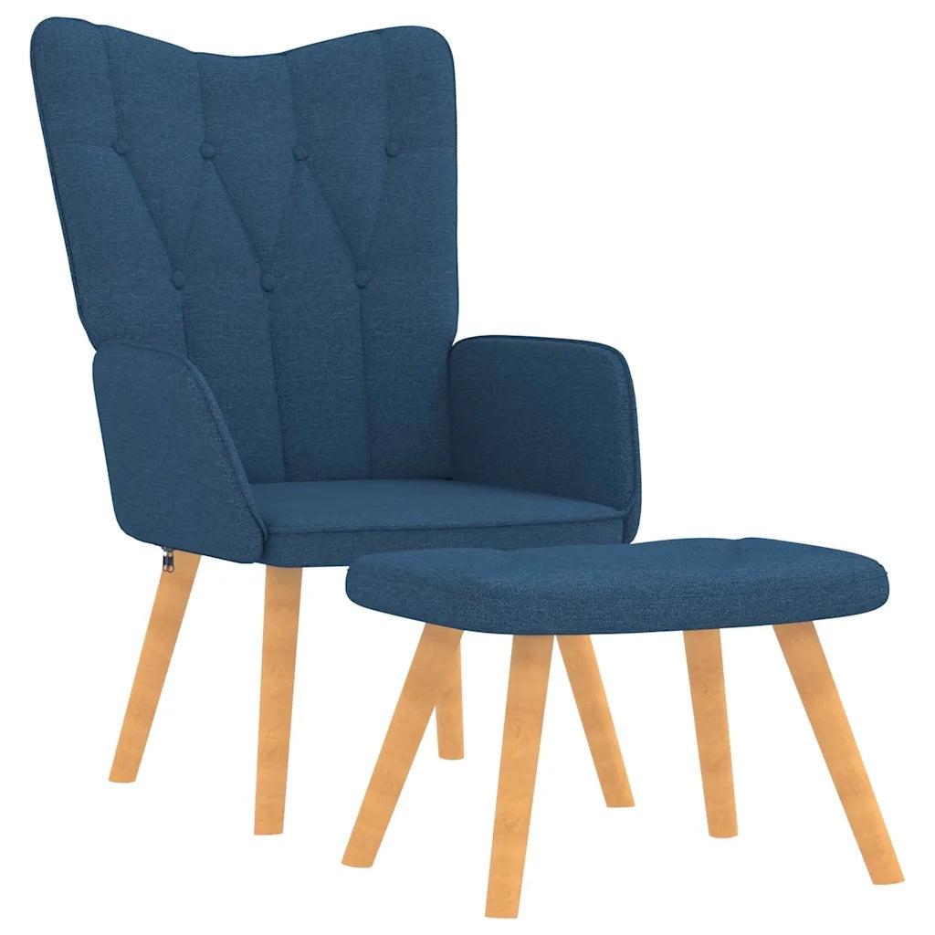 Divano Sedia-Poltrona Relax con Poggiapiedi Blu in Tessuto 750828