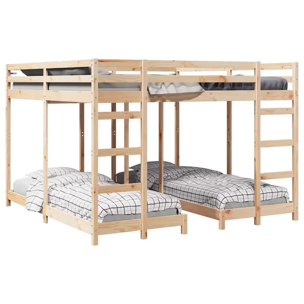 Struttura letto a castello triplo Naturale 80 / 200 x 200 cm