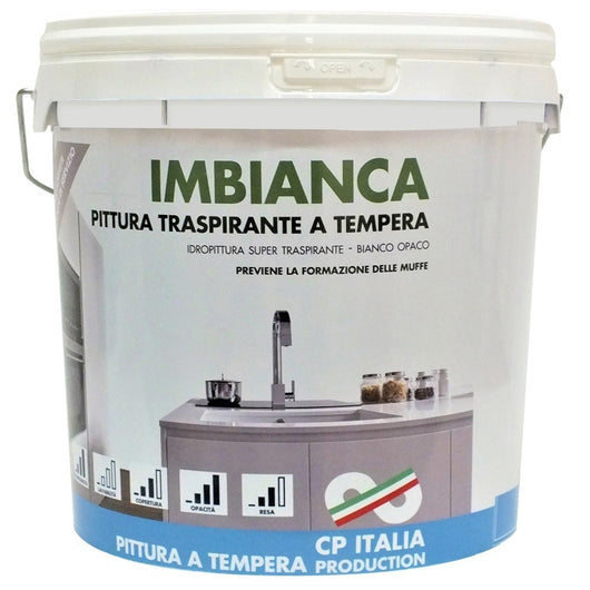 VERNICE TRASPIRANTE A TEMPERA "IMBIANCA" DA LT.14 BIANCO OPACO BAGNO CUCINA