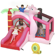 Casetta gonfiabile per bambini con scivolo, trampolino, vasca palline e canestro ¨C zephmum ¨C rosa 255x230x196 cm