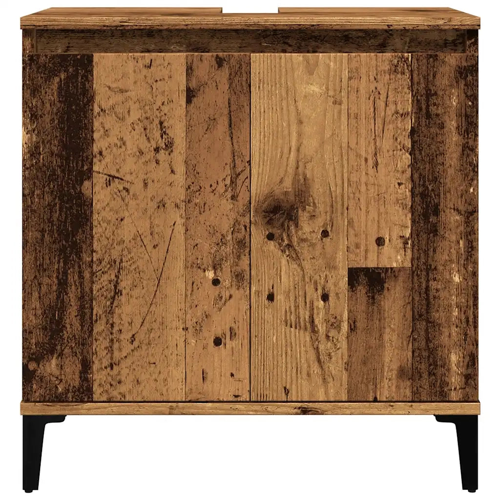 Mobiletto lavabo antico in legno composito pratico contenitore per il bagno 58 x 33 x 60 cm legno di recupero 02_0051043