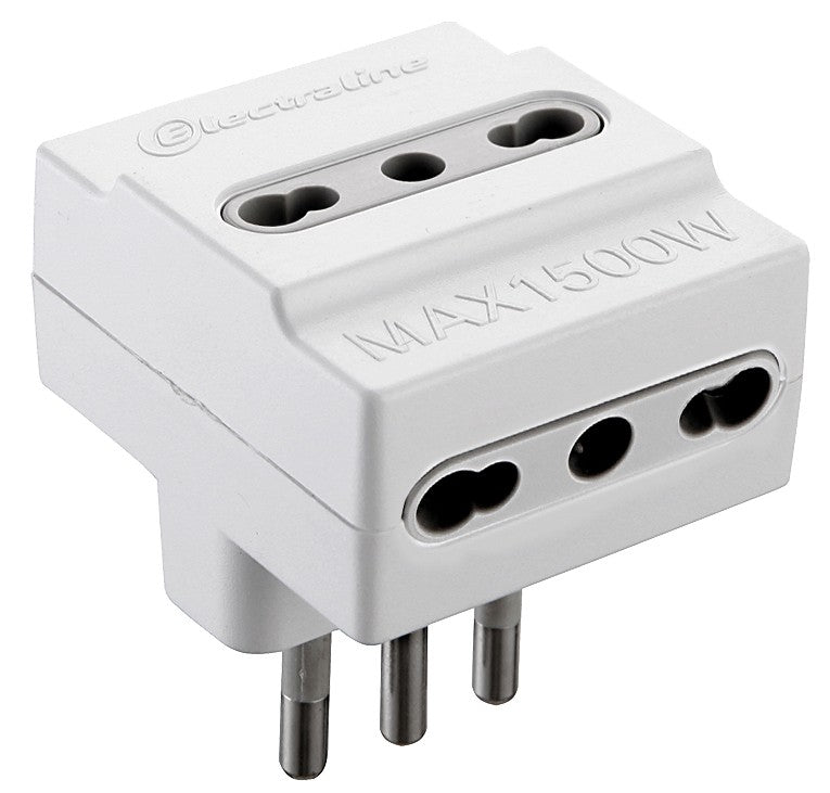 ADATTATORE TRIPLO USO 16A + T , 3 PRESE BIPASSO,CLASSE DI PROTEZIONE IP20