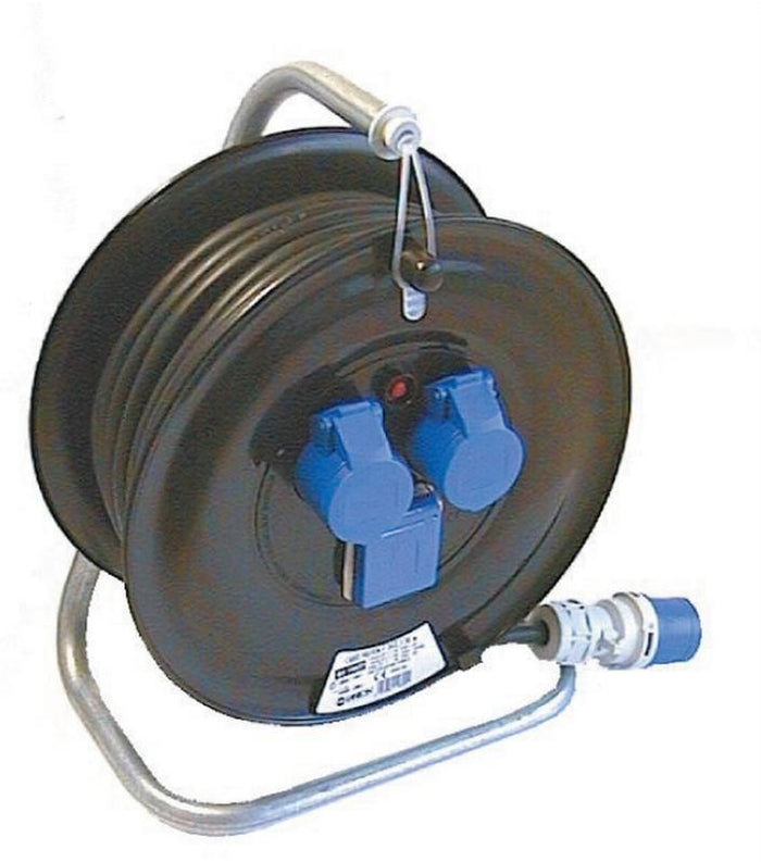 PROLUNGA ELETTRICA INDUSTRIALE CON AVVOLGICAVO MT.30 2 PRESE 16A+T - 220V