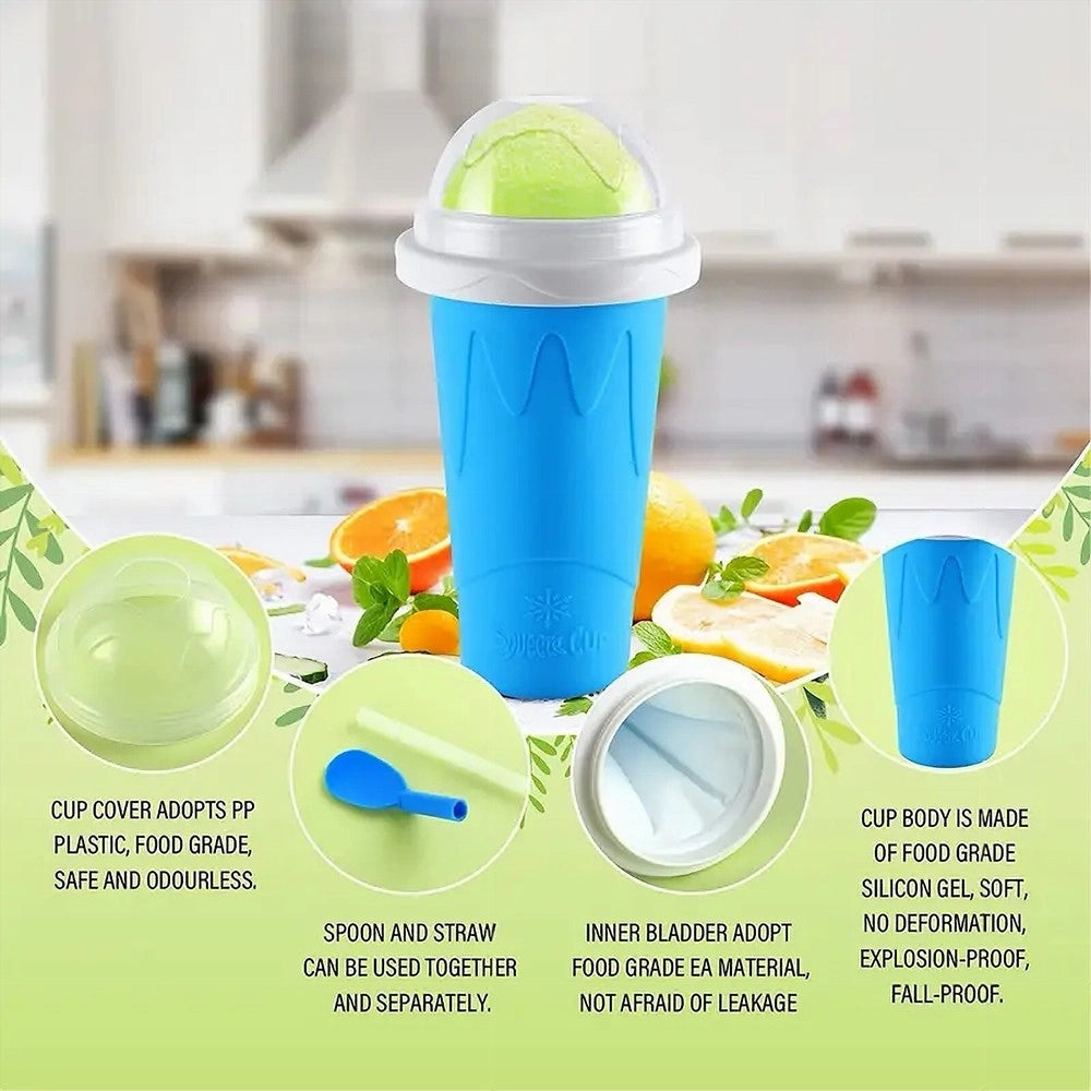 Trade Shop - Tazza 300 Ml Da Spremere Gelatiera Surgelata In Silicone Granite Frullati Frappè -