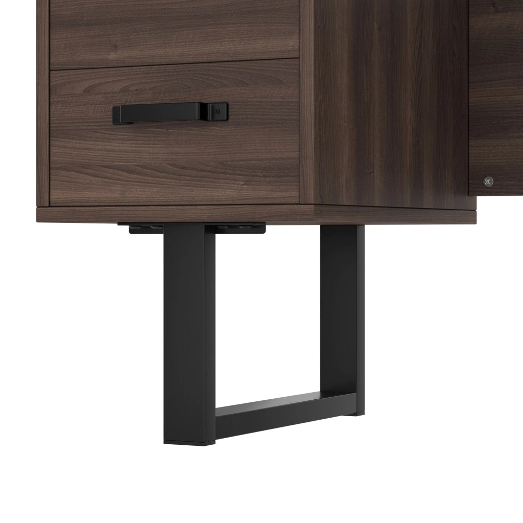 Scrivania ULEVR 135x54 cm con 2 cassetti silenziosi e vano portadocumenti, MDF e metallo nero-marrone