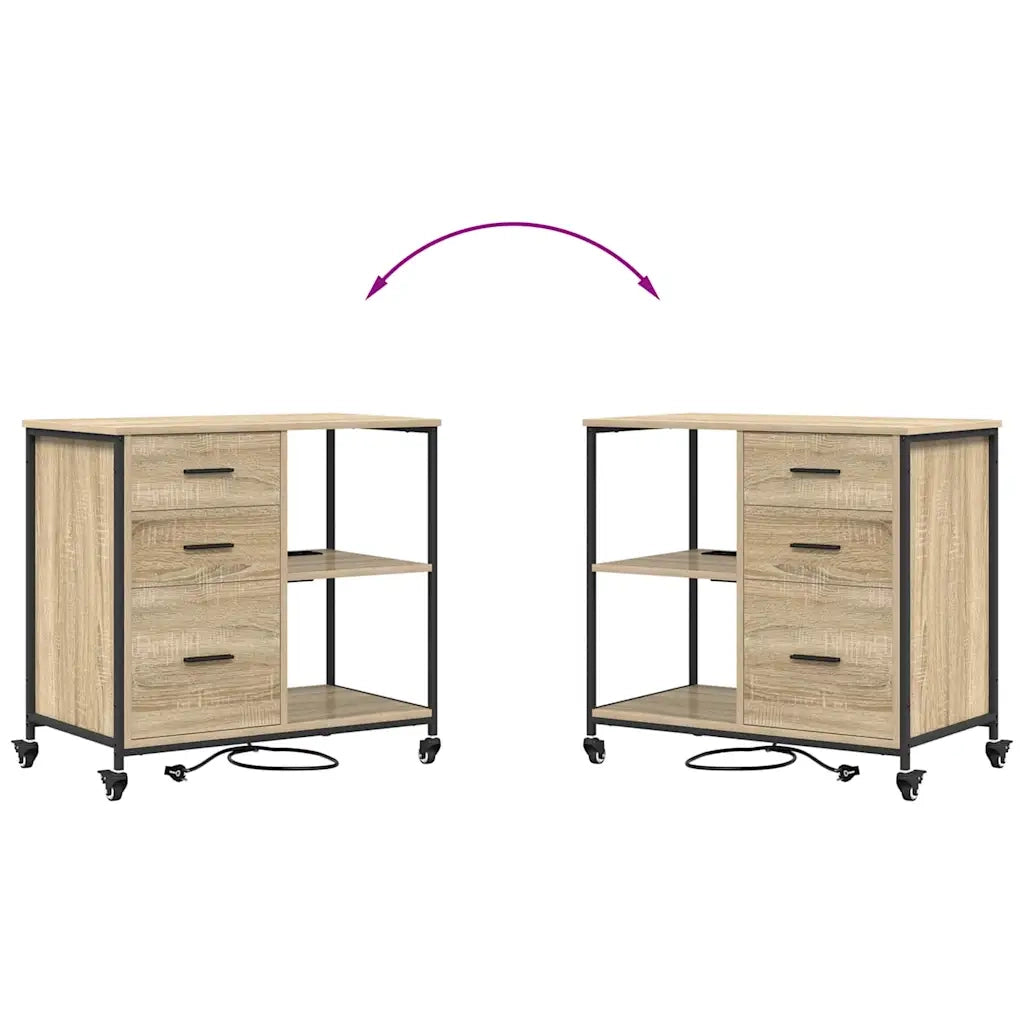 vidaXL Mobile per Ufficio con ruota rovere sonoma 76 x 41 x 72 cm
