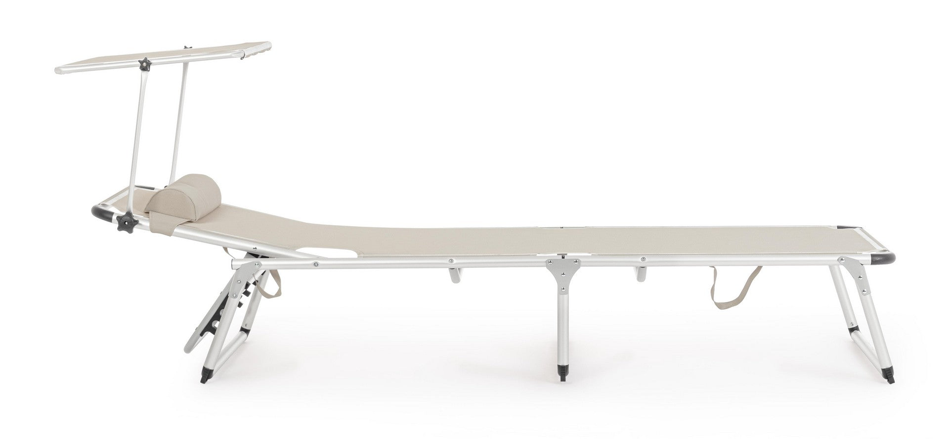 Set 4 Lettini Prendisole da Giardino con Tettuccio 58x193x76 cm in Alluminio Cayo Grigio Ghiaccio