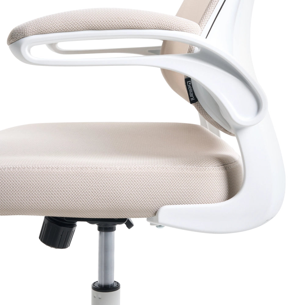 Sedia da ufficio girevole con altezza regolabile inclinabile rivestimento in tessuto beige