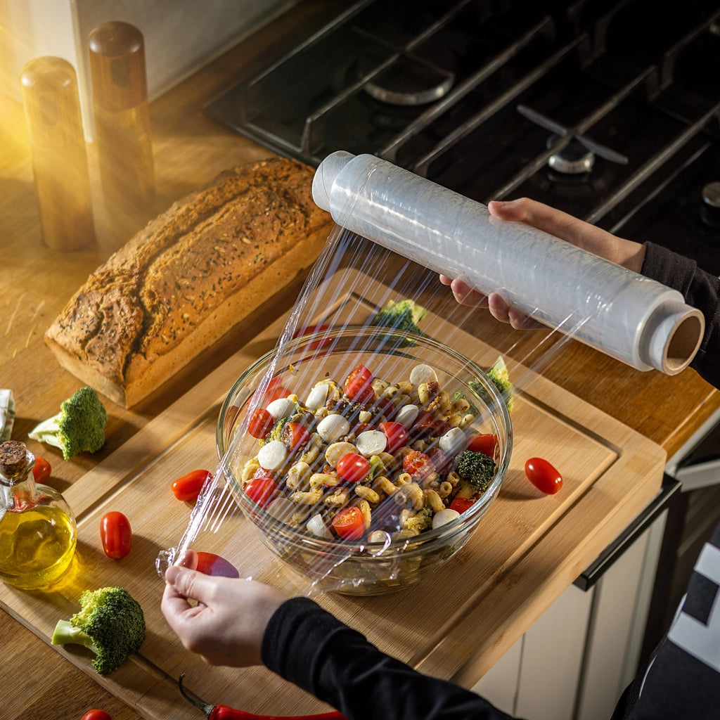 Pellicola alimentare KADAX 150 m estensibile, adatta per cucina, ristorazione e catering, forte approvazione