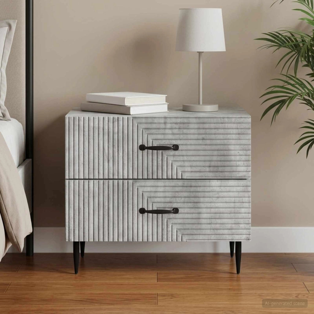 Armadio da Notte Grigio Cemento 62 x 34,5 x 47,5 cm 894778