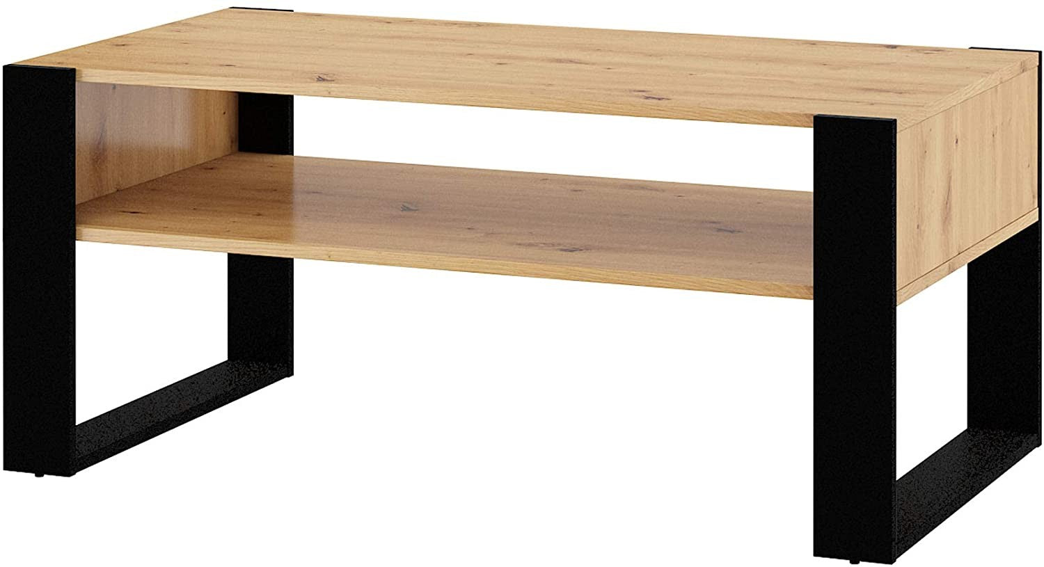 Tavolino da Caffè Nuka Cm 110 x 60 x 48H colre Rovere Rustico e gambe Nere