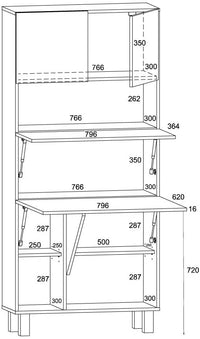 Mobile multiuso Libreria e Scrivania pieghevole 80x175hx92 HOMI