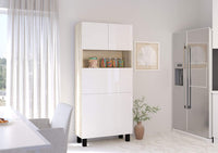 Mobile Libreria e Scrivania pieghevole frontali Bianco Lucido struttura Rovere