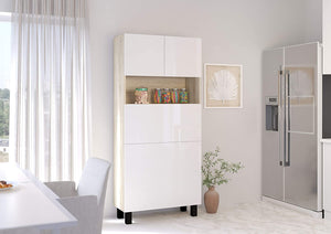 Mobile Libreria e Scrivania pieghevole frontali Bianco Lucido struttura Rovere