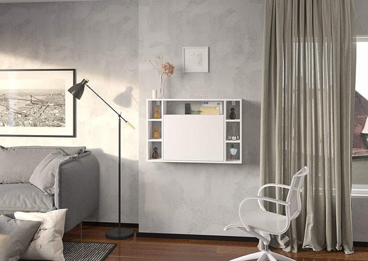 Mobile Mensola Scrivania pieghevole da parete Cm 94 x 62h x 20(chiuso) 62(aperto) colore: Bianco opaco