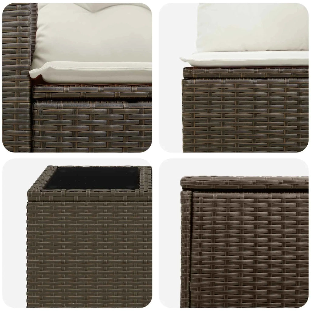 Set di divani 6 pz Marrone e Bianco Crema 3447564