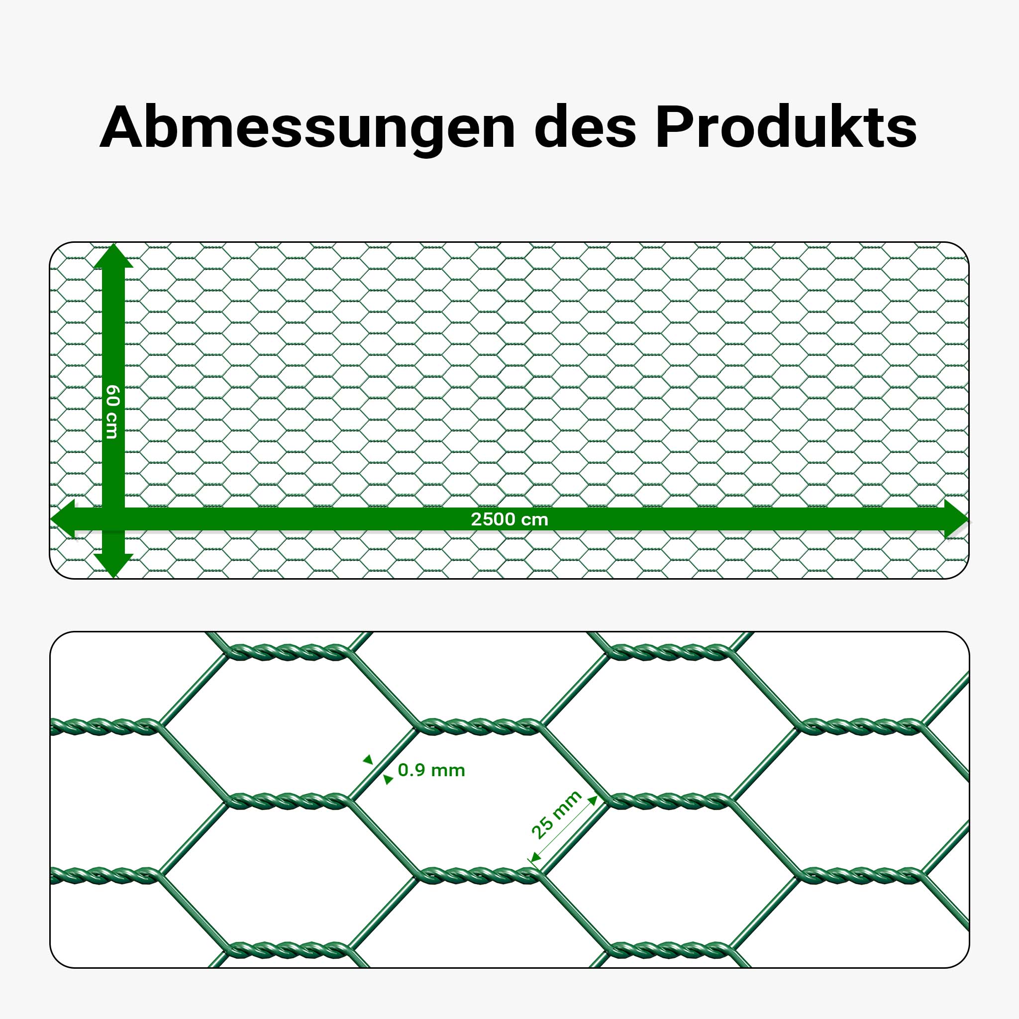 Rete metallica verde per voliere maglie da 25x25mm rotolo 60cmx25m Rete per recinti