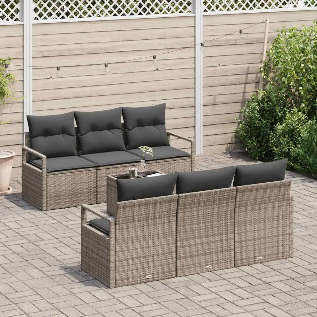 Set Divano da Giardino con cuscino 7 pcs Grigio polyrattan 3354938