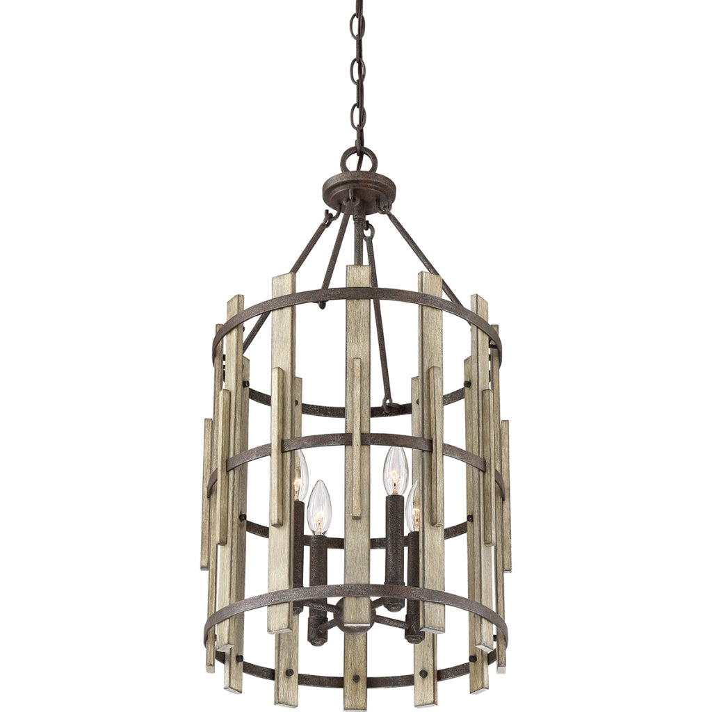 Lampadario rustico nero Wood Hollow 4xE14 60W Quoizel