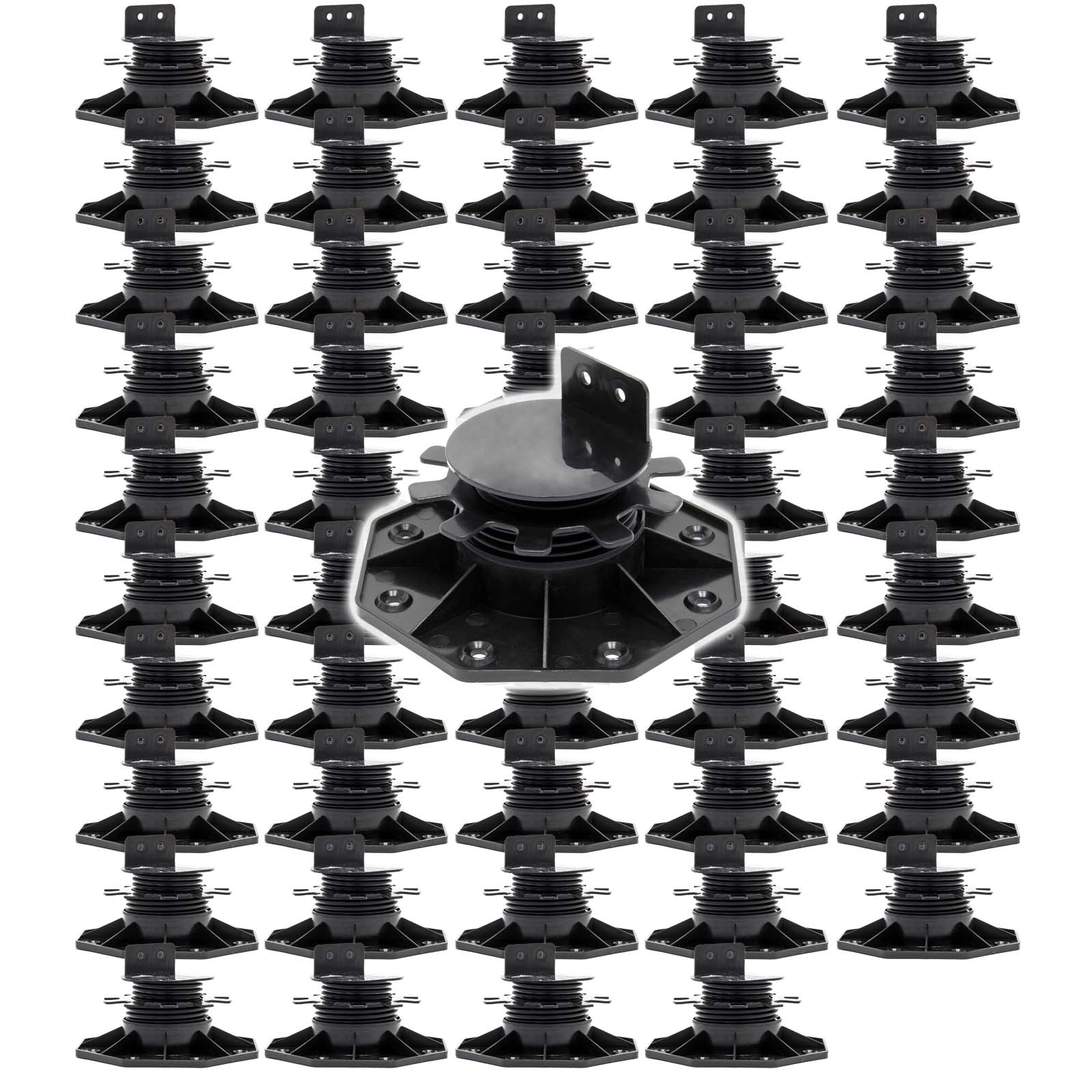 Set 50 supporti per pavimenti galleggianti, Altezza regolabile 33-64mm Max 2700 kg, Piedini Decking