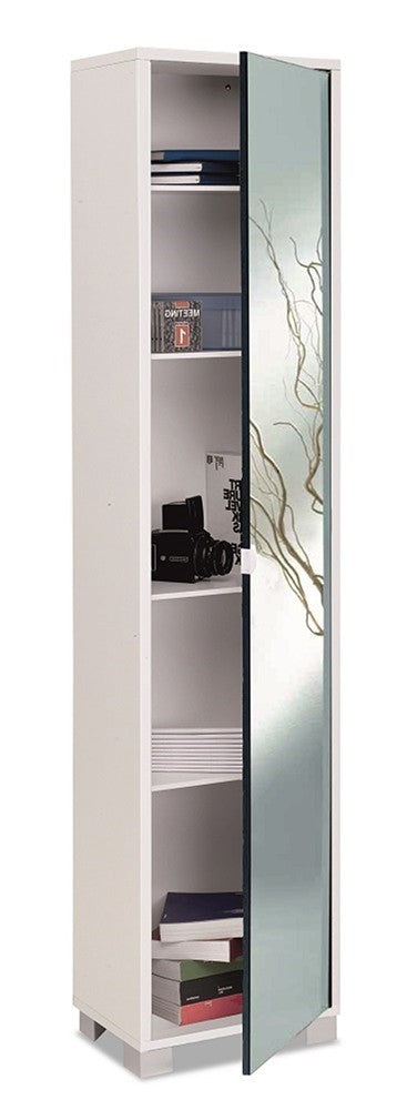 KIT MOBILE COLONNA 4 CON SPECCHIO H190 L43 P29 Cm RIPIANI FINITURA BIANCO FIAMMANTE SARMOG 744spk