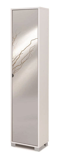 KIT MOBILE COLONNA 4 CON SPECCHIO H190 L43 P29 Cm RIPIANI FINITURA BIANCO FIAMMANTE SARMOG 744spk