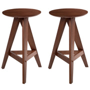 Set di 2 sgabelli in legno di caucciù marrone in stile retrò per sala da pranzo cucina