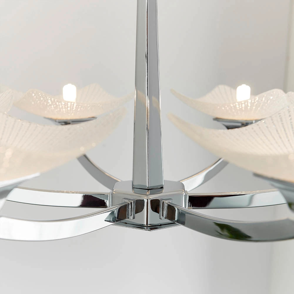 Plafoniera Ayres Endon cromo vetro scavo 6xG9 dimmerabile